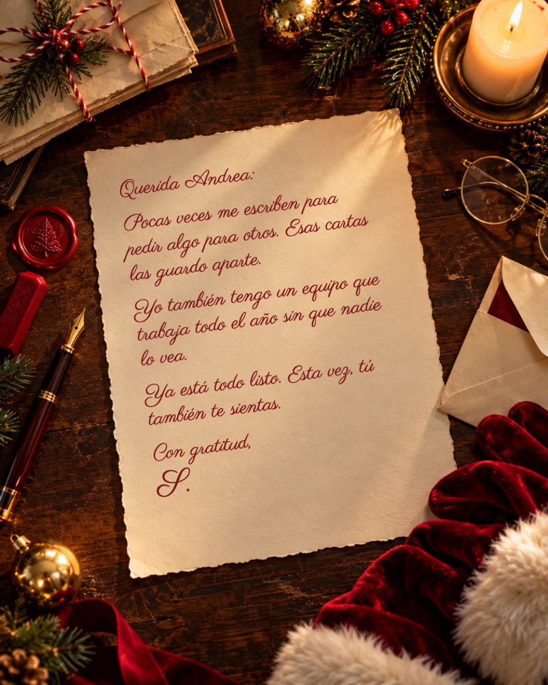 Respuesta de Santa con tinta roja
